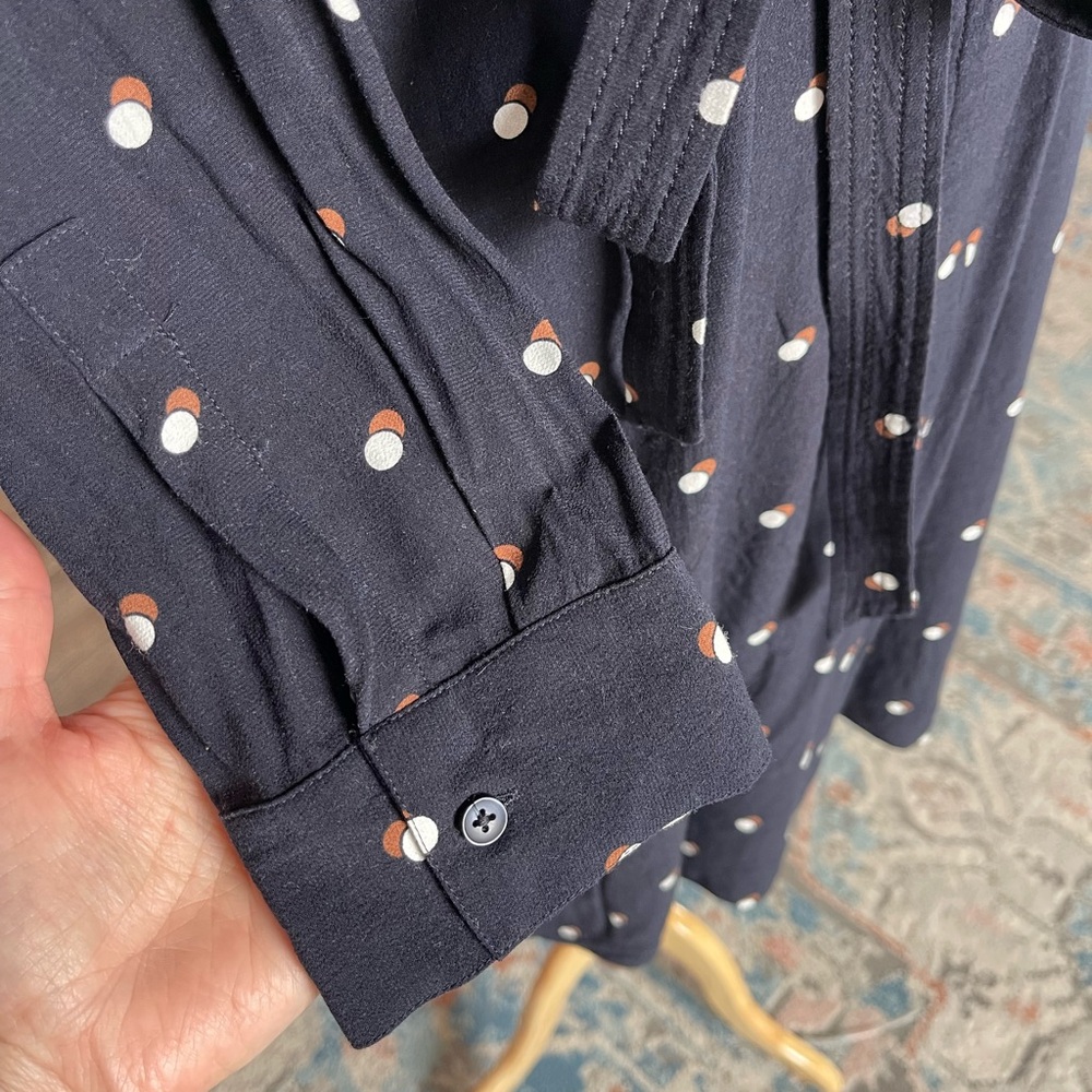 Ann Taylor Double Dot navy long sleeve shirt dress - Picture 13 of 14